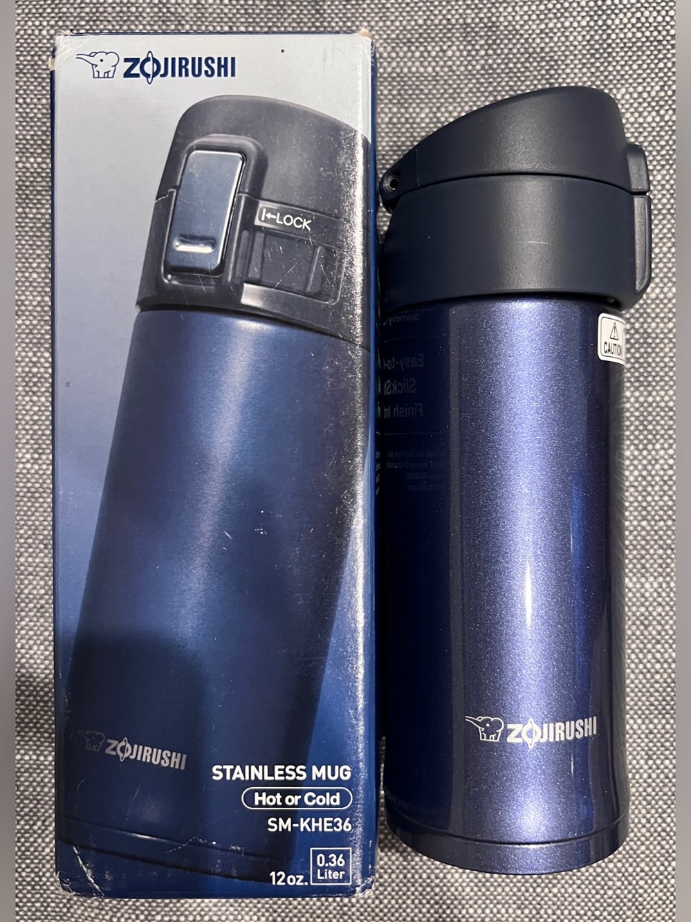 Zojirushi SM-KHE36 AG 12 oz Stainless Steel Travel Mug Smoky Blue Insulated